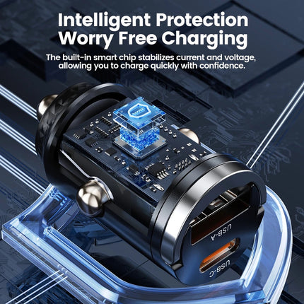 20W In-Car USB-A & USB-C Compact PD Charger (12 Months Warranty)