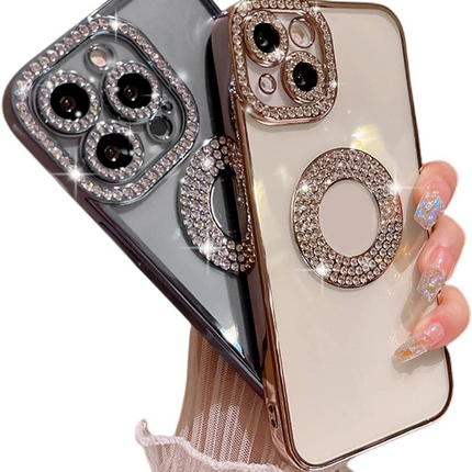 Bling Glitter Rhinestones Diamond Clear Case for iPhone 11/12/13/14/15 - Row