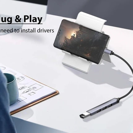 3.0 (5 Gbps) Ultra Slim Multi USB Hub with USB-C Connector 10 Times Faster than USB 2.0 (12 Months Warranty)