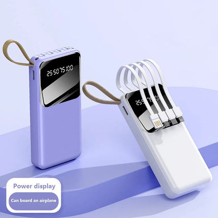 10000mAh Portable Power Bank with Built-In Cables and LED Lights (12 Months Warranty)