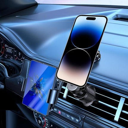 Magnetic Air Vent Car Phone Holder – Open-Ring MagSafe Mount with Extended Arm, Carbon Fibre Finish, PopSocket & Ring Holder Compatible, 360° Rotation, Secure Vent Clip
