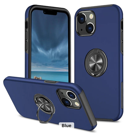Magnetic Metal Finger Ring Holder with Camera Protection Glossy Anti-drop Hard Cover for iPhone 11/12/13/14/15 - Row