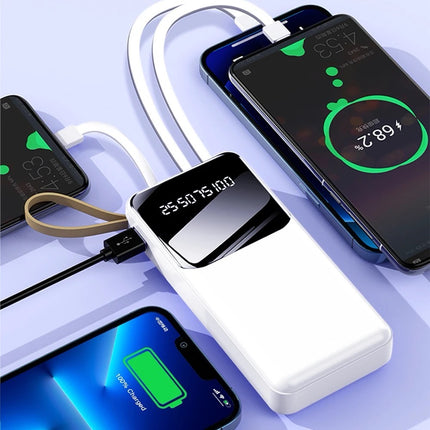 10000mAh Portable Power Bank with Built-In Cables and LED Lights (12 Months Warranty)