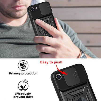 Slide Camera with Ring Stand, Heavy Duty Military Grade Shockproof Rugged Case for iPhone 11/12/13/14/15 - Row