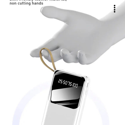10000mAh Portable Power Bank with Built-In Cables and LED Lights (12 Months Warranty)