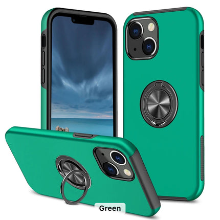 Magnetic Metal Finger Ring Holder with Camera Protection Glossy Anti-drop Hard Cover for iPhone 11/12/13/14/15 - Row