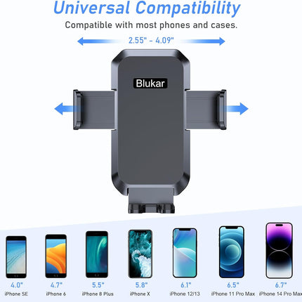 Car Phone Holder Air Vent Mount Cradle – Steel Hook Triangular Structure, Double Lock, One-Button Quick Release, 360° Rotation, 3-Point Silicone Support, Charge-Friendly – Universal Fit 4.0"–6.7" iPhone Samsung Galaxy Android – Black
