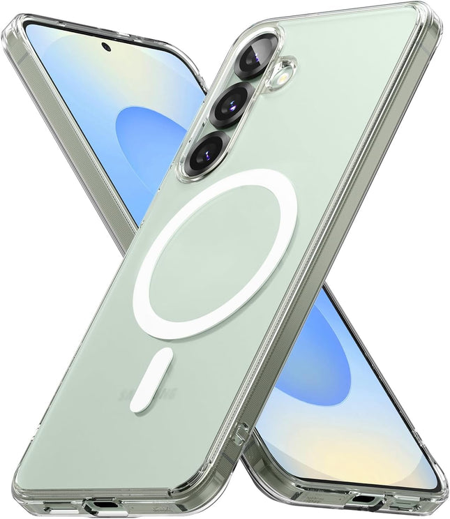 Fusion Magnetic for Samsung Galaxy S25 Plus Case, MagSafe Compatible Clear Shockproof Military Grade Drop Protection TPU Bumper Cover Anti-Yellow + FREE 6D Tempered Glass Screen Protector