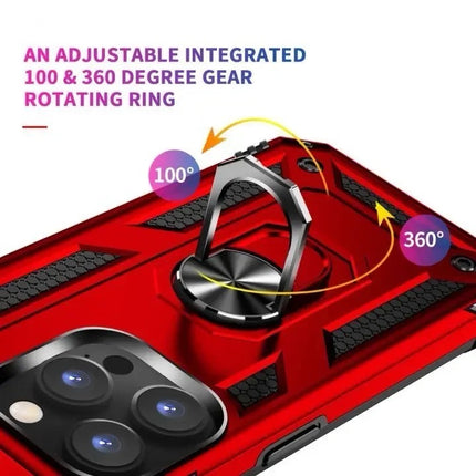 iPhones Shockproof Hard Case+Ring Holder, Magnetic Car Mount