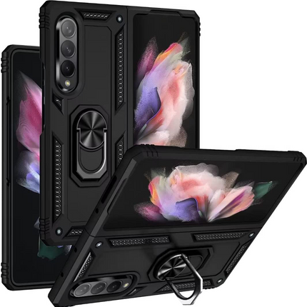 Shockproof Hard Case+Ring Holder, Magnetic Car Mount for Samsung Z Fold
