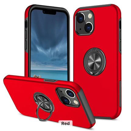 Magnetic Metal Finger Ring Holder with Camera Protection Glossy Anti-drop Hard Cover for iPhone 11/12/13/14/15 - Row