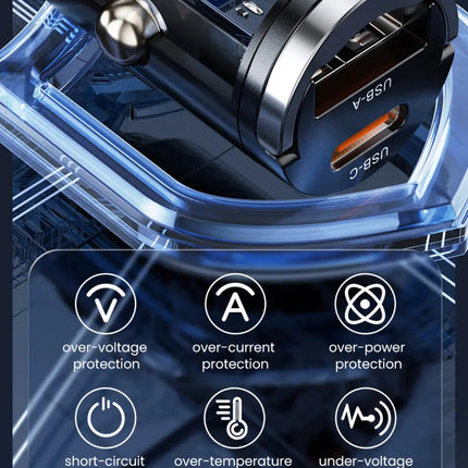 20W In-Car USB-A & USB-C Compact PD Charger (12 Months Warranty)