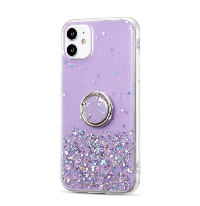 Star Ring Case, Glitter Sequin Clear Back Cover with 360° Rotation Ring Holder Kickstand,Soft TPU Bumper Slim Transparent Sequin Back Case for Samsung A-Series