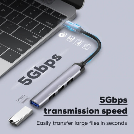 3.0 (5 Gbps) Ultra Slim Multi USB Hub with USB-C Connector 10 Times Faster than USB 2.0 (12 Months Warranty)