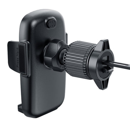 Car Phone Holder Air Vent Mount Cradle – Steel Hook Triangular Structure, Double Lock, One-Button Quick Release, 360° Rotation, 3-Point Silicone Support, Charge-Friendly – Universal Fit 4.0"–6.7" iPhone Samsung Galaxy Android – Black