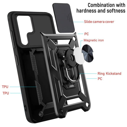Shockproof Hard Case+Ring Holder, Magnetic Car Mount for Z Flip