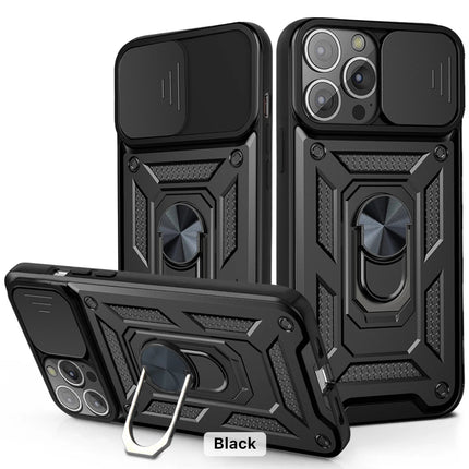 Slide Camera with Ring Stand, Heavy Duty Military Grade Shockproof Rugged Case for iPhone 11/12/13/14/15 - Row