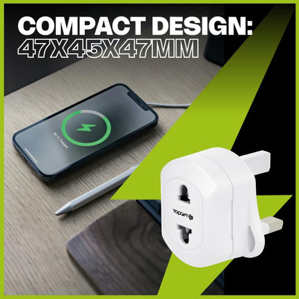 EU 2-Pin to UK 3-Pin Travel Adapter (12 Months Warranty)