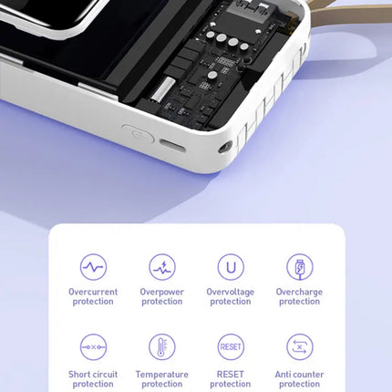 10000mAh Portable Power Bank with Built-In Cables and LED Lights (12 Months Warranty)