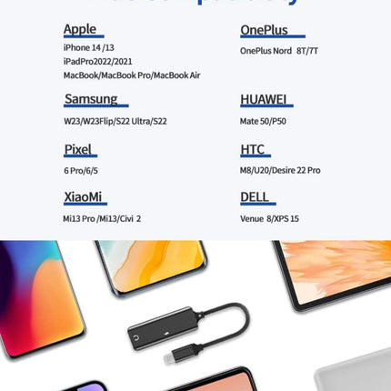 USB-C to 3.5mm & USB-C Female Port Adapter (12 Months Warranty)