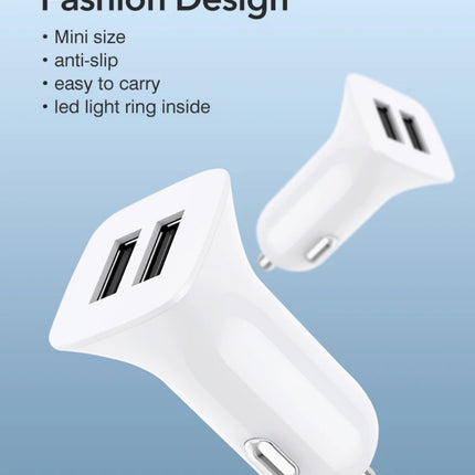 In-Car Dual USB-A Port Charger (12 Months Warranty)