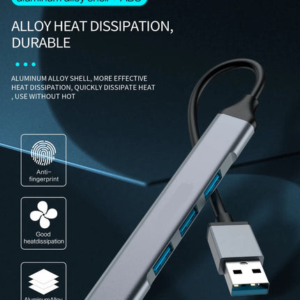 3.0 (5 Gbps) Ultra Slim Multi USB Hub with USB-A Connector 10 Times Faster than USB 2.0 (12 Months Warranty)