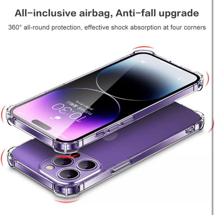 iPhone 14 Pro Max Air Cushion Transparent Case Shockproof TPU Bumper Hard Back Slim Fit Cover + FREE 6D Tempered Glass Screen Protector