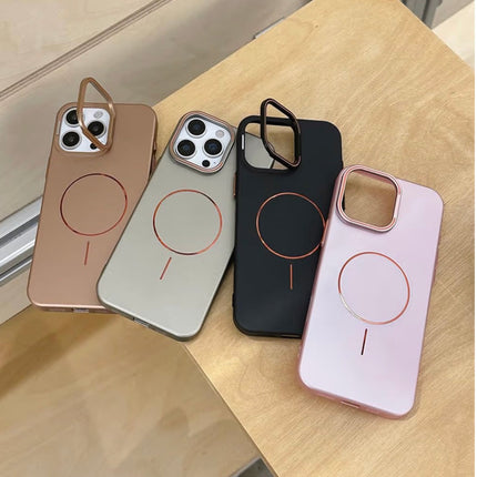 iPhone 14 Pro Max Premium Finish Cam-Stand Case with Camera Kickstand + FREE 6D Tempered Glass Screen Protector – Shockproof Protective Cover