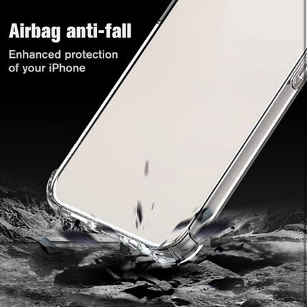 iPhone 14 Pro Max Air Cushion Transparent Case Shockproof TPU Bumper Hard Back Slim Fit Cover + FREE 6D Tempered Glass Screen Protector