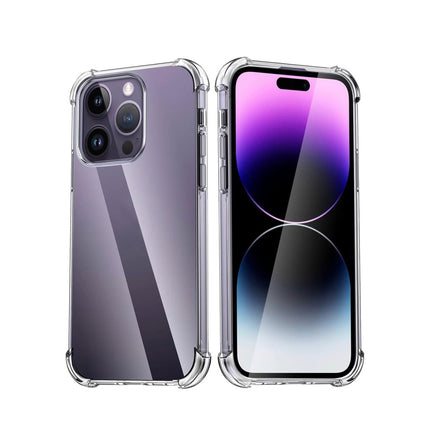 iPhone 14 Pro Max Air Cushion Transparent Case Shockproof TPU Bumper Hard Back Slim Fit Cover + FREE 6D Tempered Glass Screen Protector