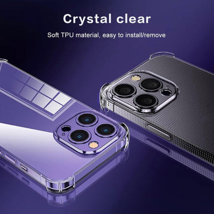 iPhone 14 Pro Max Air Cushion Transparent Case Shockproof TPU Bumper Hard Back Slim Fit Cover + FREE 6D Tempered Glass Screen Protector