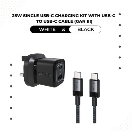 25W Single USB-C GaN III Charging Kit with USB-C to USB-C Cable