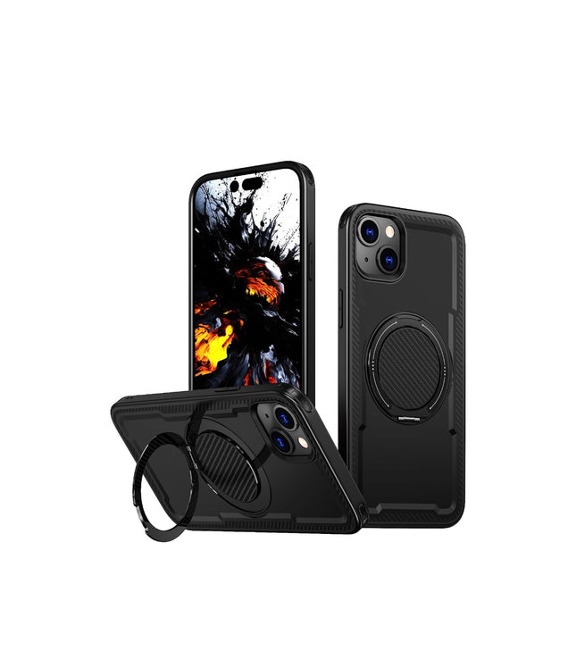 iPhone 15 Prime Armor Case with MagSafe Ring Stand + FREE 6D Tempered Glass Screen Protector – 16FT Military Grade Shockproof Protective Cover