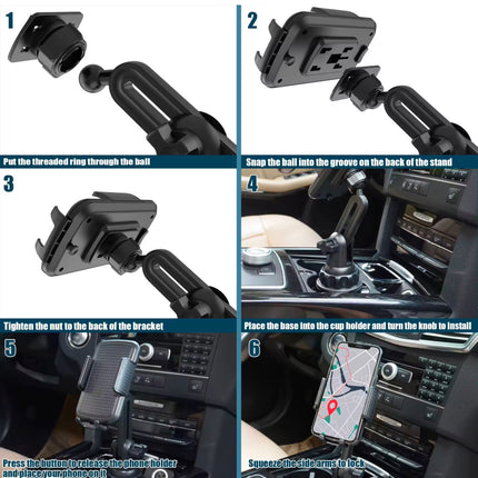 In-Car Cup Holder Mobile Phone Mount (12-Months Warranty)