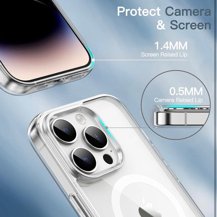 iPhone 14 Pro Max Clear MagSafe Case 6.7-Inch Shockproof Bumper Cover + FREE 6D Tempered Glass Screen Protector – Anti-Scratch Transparent Protective Case