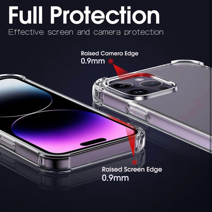 iPhone 14 Pro Max Air Cushion Transparent Case Shockproof TPU Bumper Hard Back Slim Fit Cover + FREE 6D Tempered Glass Screen Protector