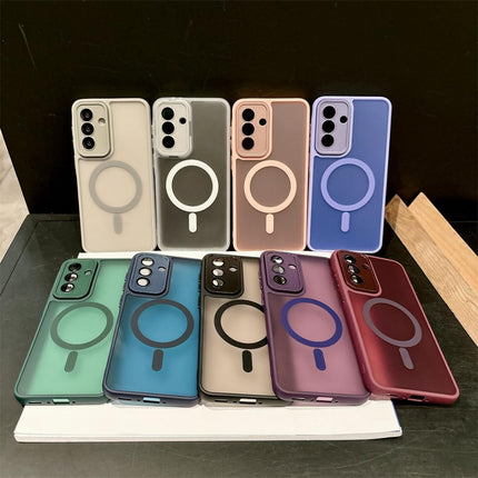 Collection of phone cases with different color options on a dark surface for Samsung S25