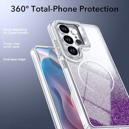 Galaxy S25 Ultra Case MagSafe Compatible SleekShine Elite Glitter Ombré Clear Cover 360° Protection Air Guard Corners Dual Layer TPU Acrylic Never Yellow Anti-Shock Bumper + FREE 6D Tempered Glass Screen Protector