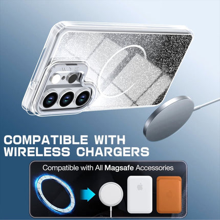 Galaxy S25 Ultra Case MagSafe Compatible SleekShine Elite Glitter Ombré Clear Cover 360° Protection Air Guard Corners Dual Layer TPU Acrylic Never Yellow Anti-Shock Bumper + FREE 6D Tempered Glass Screen Protector