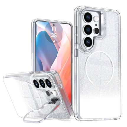 Galaxy S25 Ultra Case MagSafe Compatible SleekShine Elite Glitter Ombré Clear Cover 360° Protection Air Guard Corners Dual Layer TPU Acrylic Never Yellow Anti-Shock Bumper + FREE 6D Tempered Glass Screen Protector