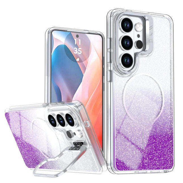 Galaxy S25 Ultra Case MagSafe Compatible SleekShine Elite Glitter Ombré Clear Cover 360° Protection Air Guard Corners Dual Layer TPU Acrylic Never Yellow Anti-Shock Bumper + FREE 6D Tempered Glass Screen Protector