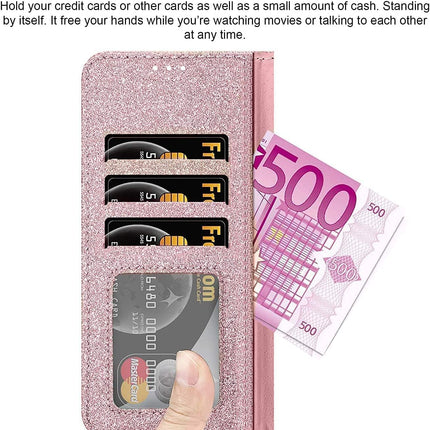 Pink cardholder with card slots and cash pocket, held by a hand  for Samsung S24
