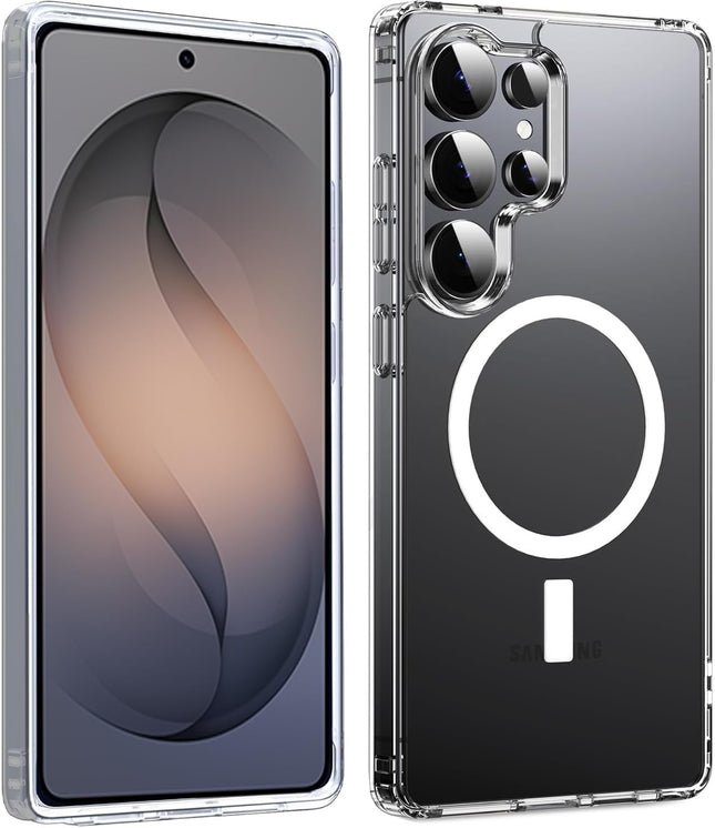 Samsung S26 Ultra phone case with a clear design on a black background 