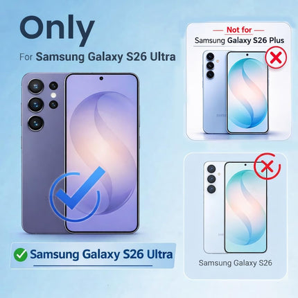 Comparison of Samsung Galaxy S26 Ultra and other models on a blue background