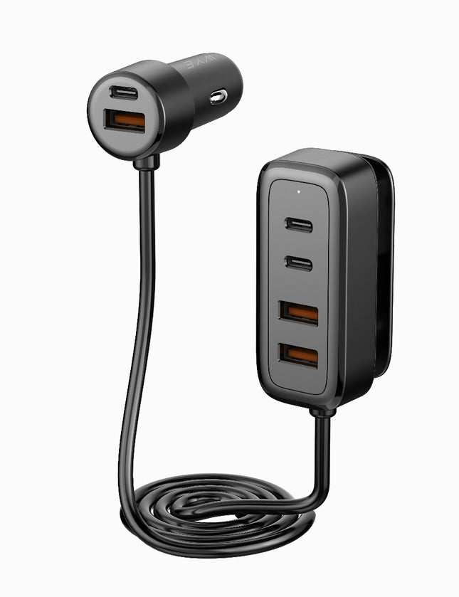 108W In-Car Charger With Multi-Port Extended Charging Hub (12-Months Warranty)