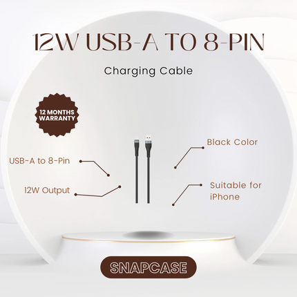 USB-A to 8-Pin 12W Charging & Data Cable for iPhone (12 Months Warranty)
