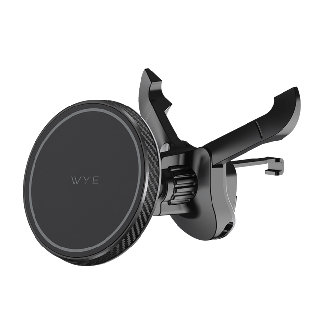 Magnetic Air Vent Car Phone Holder H89 – Heavy-Duty Dual-Prong Hook Clip, Screw Tightening Knob, Carbon Fibre Finish, Strong Magnets, MagSafe Compatible, 360° Ball Joint