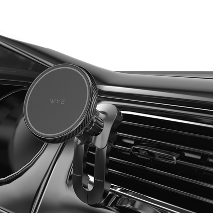 Magnetic Air Vent Car Phone Holder H89 – Heavy-Duty Dual-Prong Hook Clip, Screw Tightening Knob, Carbon Fibre Finish, Strong Magnets, MagSafe Compatible, 360° Ball Joint