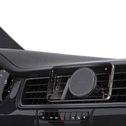 Magnetic Air Vent Car Phone Holder – Strong Magnet Snap-On Mount, Carbon Fibre Finish, MagSafe Compatible, 360° Rotation, Ultra-Slim Profile, No Clamp Design – Car Phone Mount Black