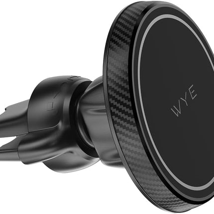 Magnetic Air Vent Car Phone Holder – Strong Magnet Snap-On Mount, Carbon Fibre Finish, MagSafe Compatible, 360° Rotation, Ultra-Slim Profile, No Clamp Design – Car Phone Mount Black